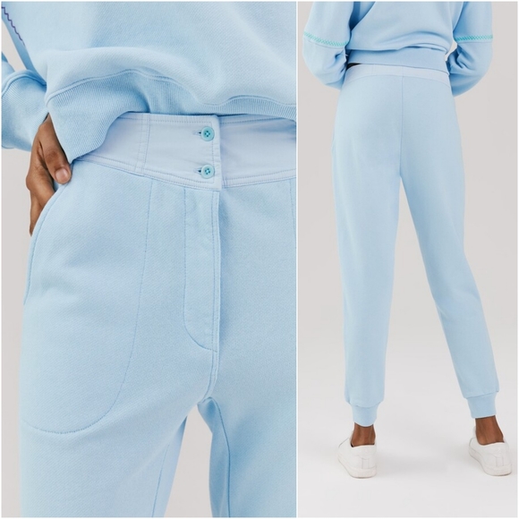 NEW! Something Navy Bridget Button Waist Sweatpants in Sky Blue XS - Picture 2 of 12